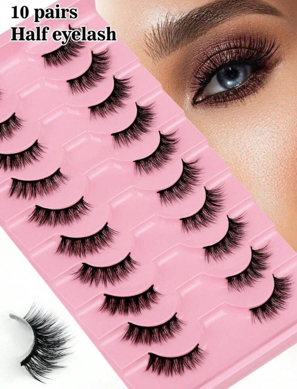 رموش نصفية بتصميم فوكسي – لمظهر عيون ساحر وطبيعي 10 أزواج Y1041