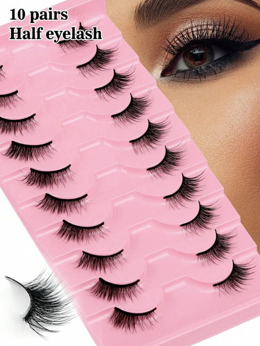 رموش فوكسي نصفية لمظهر طبيعي وناعم 10 أزواج Y1040