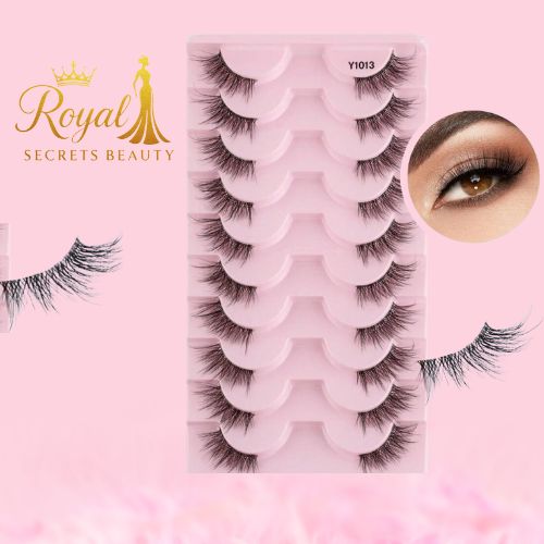 الرموش 10 أزواج ثلاثية الأبعاد طبيعية وكثيفة بتصميم نصف العين لمكياج السهرات Y1013