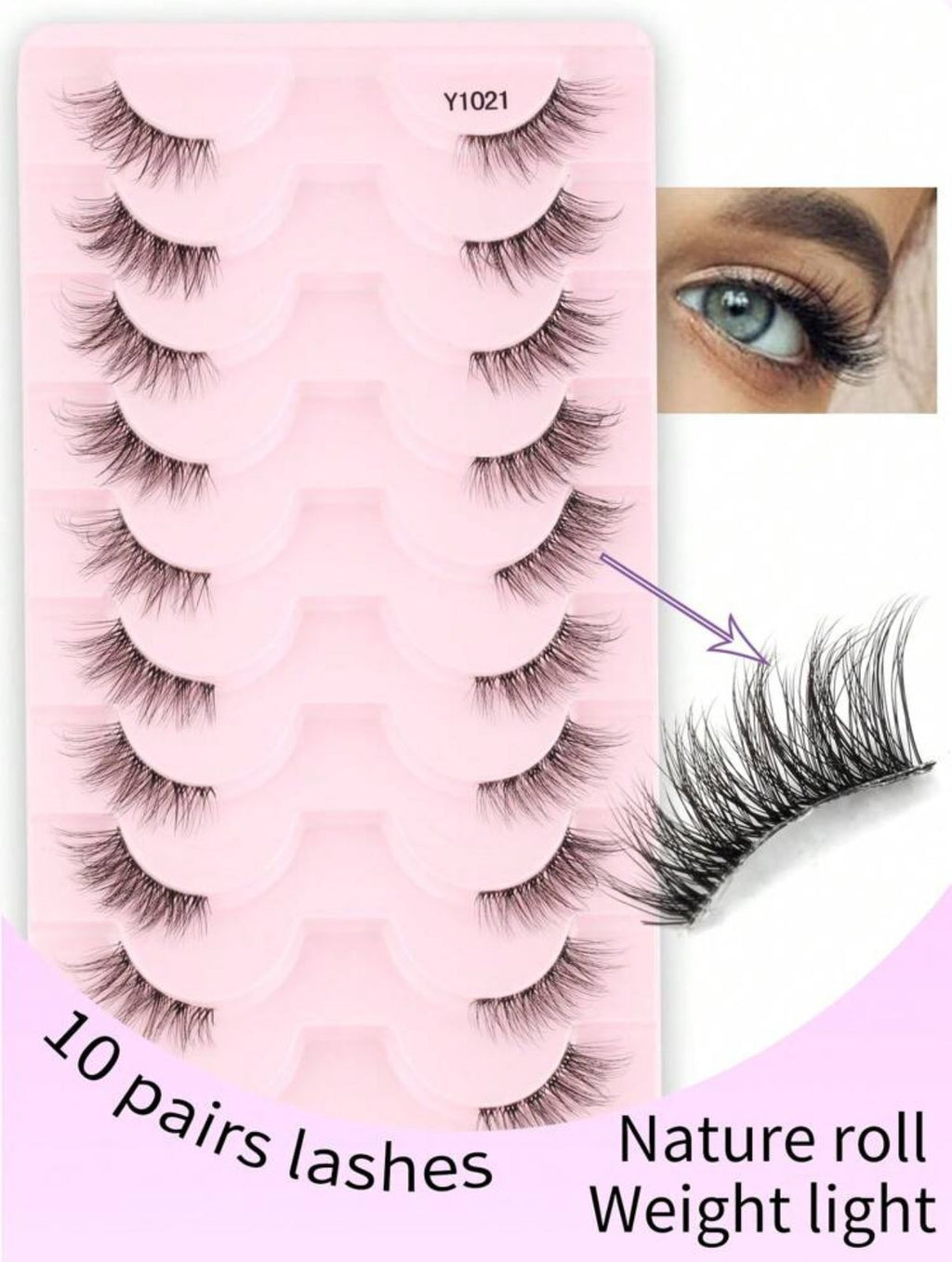 رموش طرفيه خفيفه الوزن 10 أزواج Y1021