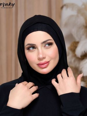 حجاب طباقية قطن بهودي شيفون – جاهز للارتداء من PINKY كود PKY-17-1