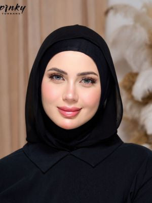 حجاب طباقية قطن بهودي شيفون – جاهز للارتداء من PINKY كود PKY-17-1