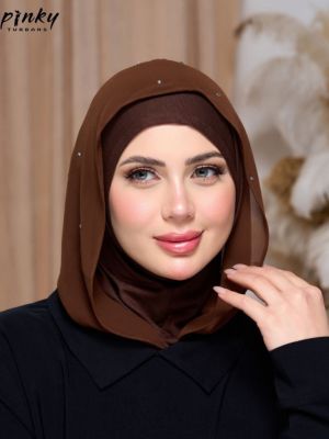 حجاب طباقية قطن بهودي شيفون – جاهز للارتداء من PINKY كود PKY-17-7