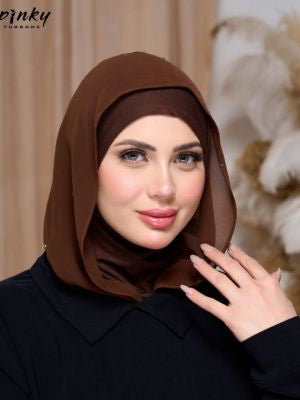 حجاب طباقية قطن بهودي شيفون – جاهز للارتداء من PINKY كود PKY-17-7