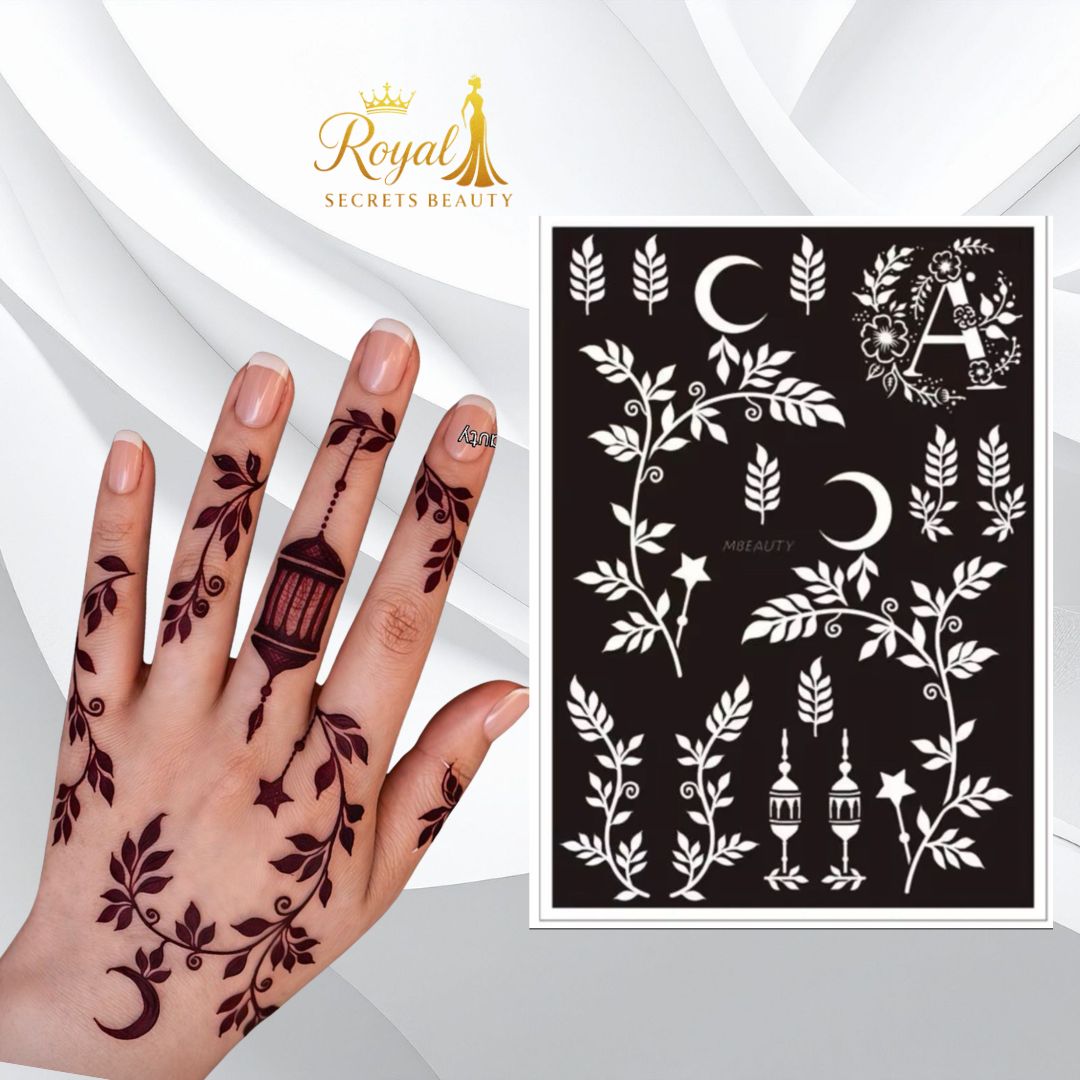 استيكر حنة رمضان لليدين | نقوش رمضانية فاخرة | تصميم رقم  RR 18