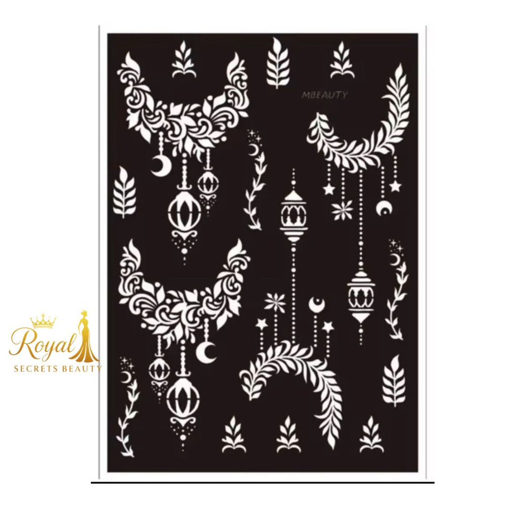 استيكر حنة رمضان لليدين | نقوش رمضانية فاخرة | تصميم رقم  RR 19