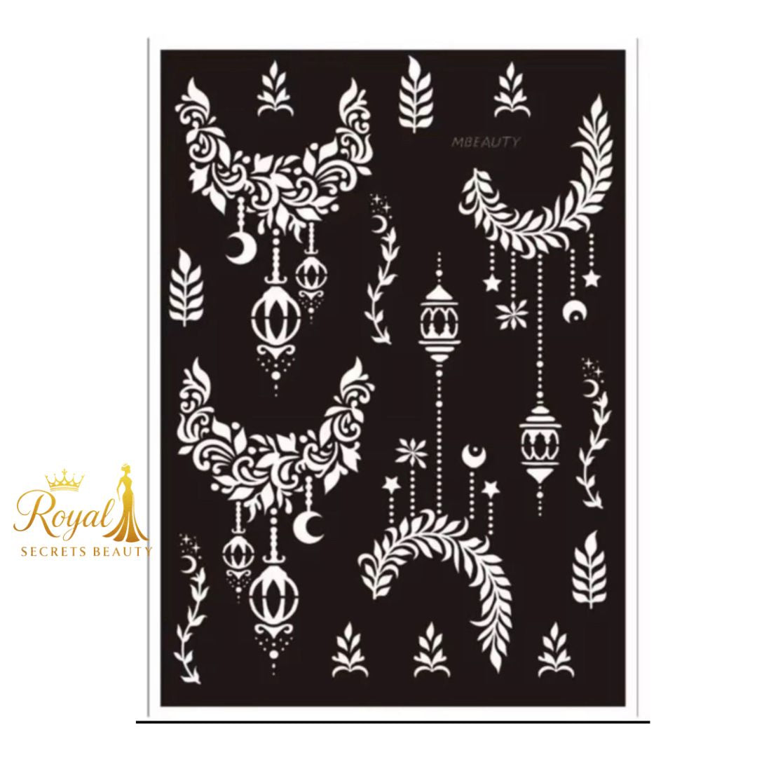 استيكر حنة رمضان لليدين | نقوش رمضانية فاخرة | تصميم رقم  RR 19