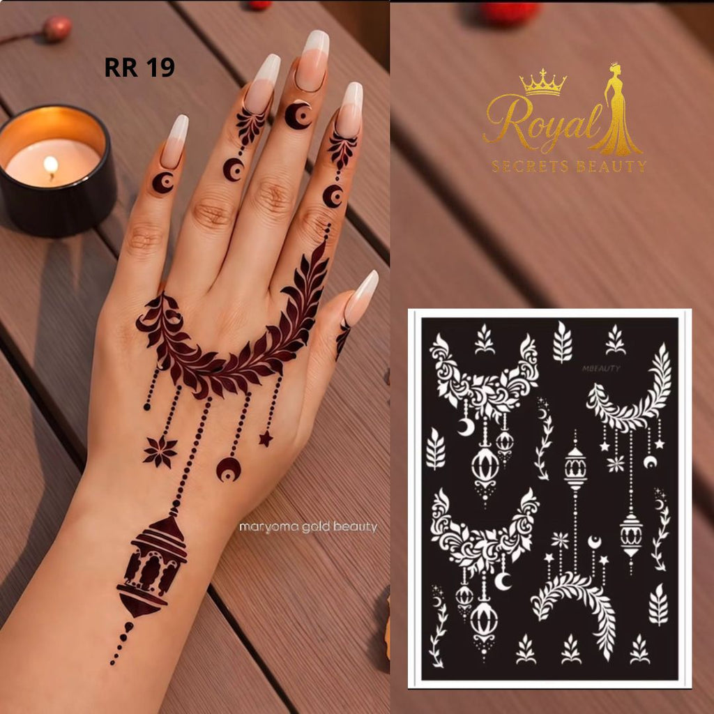 استيكر حنة رمضان لليدين | نقوش رمضانية فاخرة | تصميم رقم  RR 19