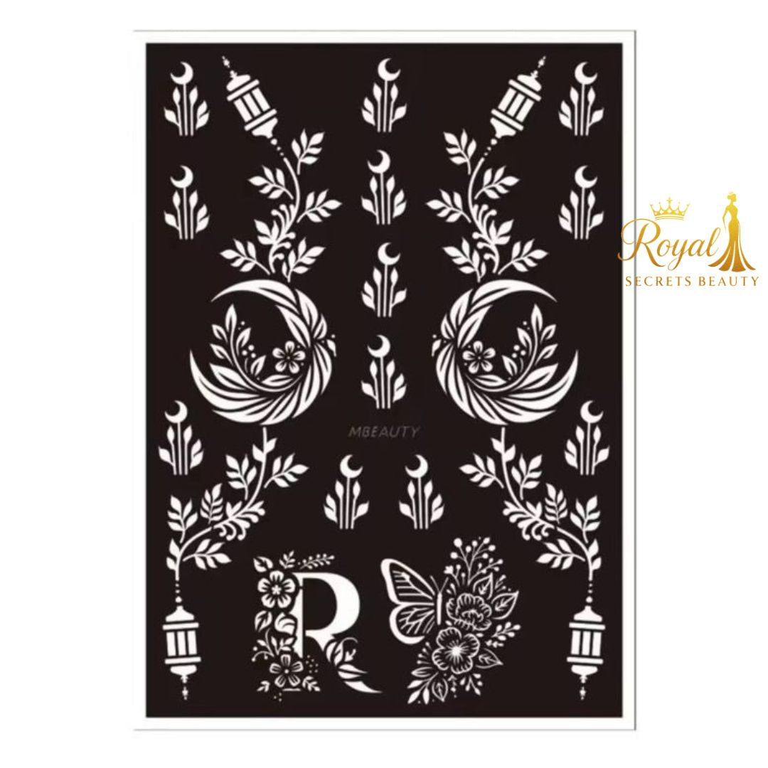 استيكر حنة رمضان لليدين | نقوش رمضانية فاخرة | تصميم رقم  RR 20