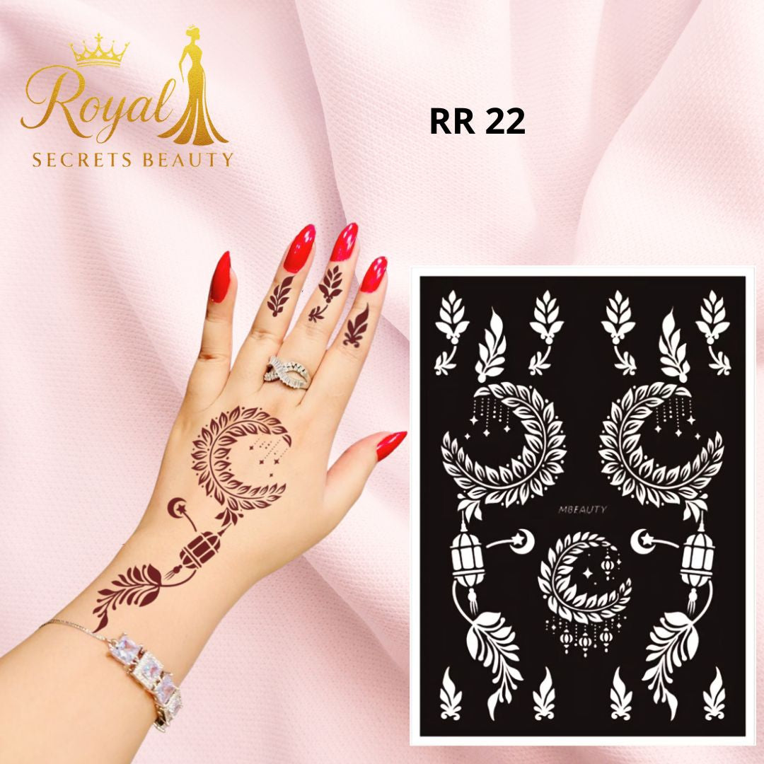 استيكر حنة رمضان لليدين | نقوش رمضانية فاخرة | تصميم رقم  RR 22