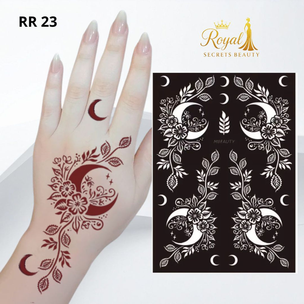 استيكر حنة رمضان لليدين | نقوش رمضانية فاخرة | تصميم رقم  RR 23