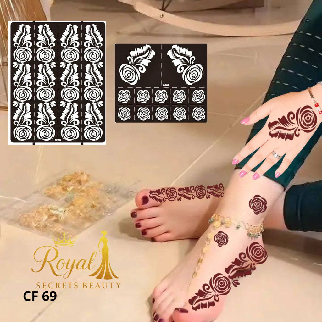 استيكرات حناء لليد والقدم – نقش حناء جاهز لاصق – تصميم رقم 69