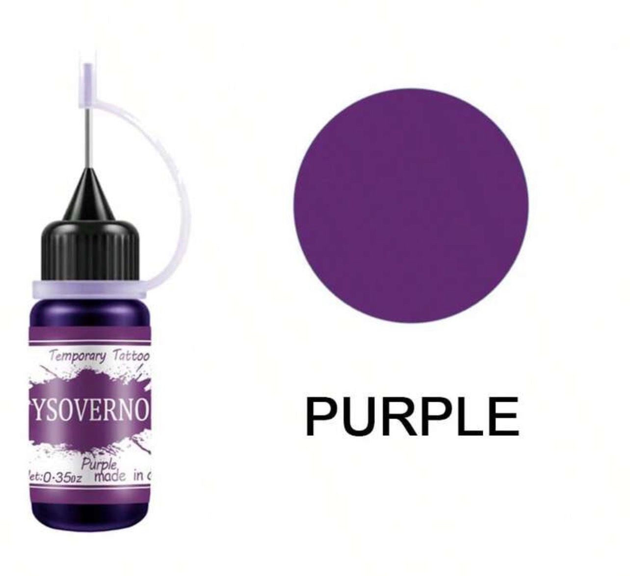 حبر وشم مؤقت بنفسجي YSORNO – لون Purple ثابت مقاوم للماء بتطبيق دقيق