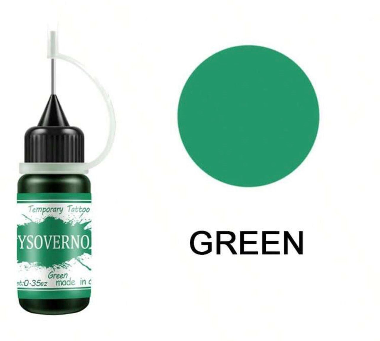حبر وشم مؤقت أخضر YSORNO – لون Green ثابت مقاوم للماء بتطبيق دقيق