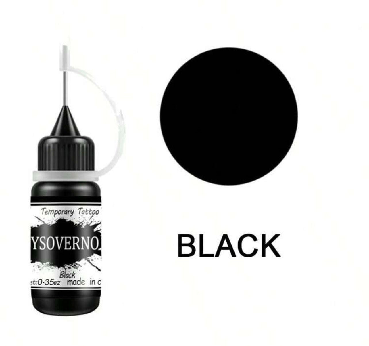 حبر وشم مؤقت أسود YSORNO – لون Black ثابت مقاوم للماء بتطبيق دقيق