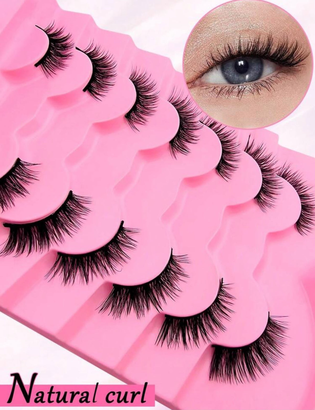 رموش عين القطة 12 مم - 7 أزواج | رموش مستعارة نصفية بتأثير Cat Eye | خفيفة وطبيعية للاستخدام اليومي Y1096