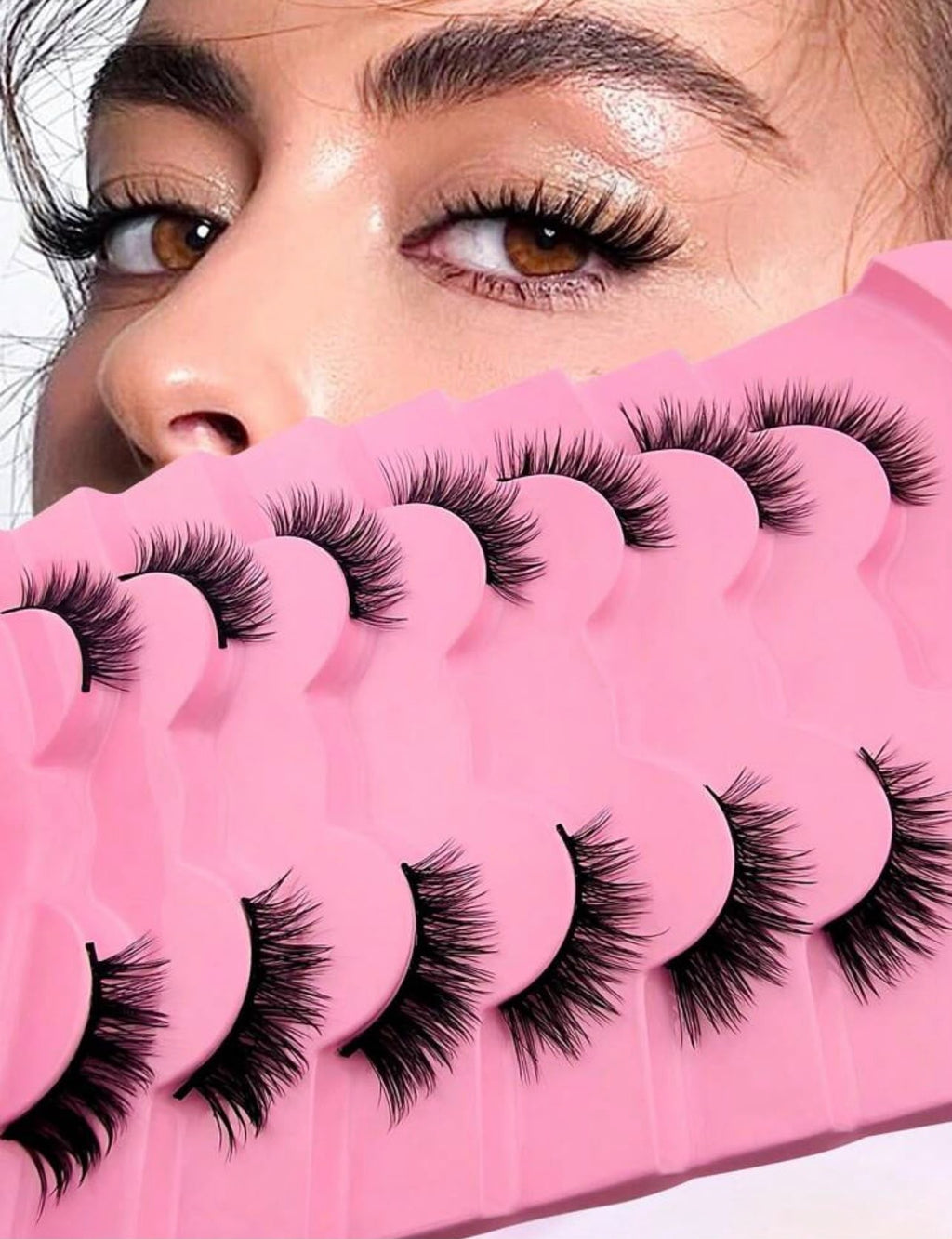 رموش عين القطة 12 مم - 7 أزواج | رموش مستعارة نصفية بتأثير Cat Eye | خفيفة وطبيعية للاستخدام اليومي Y1096