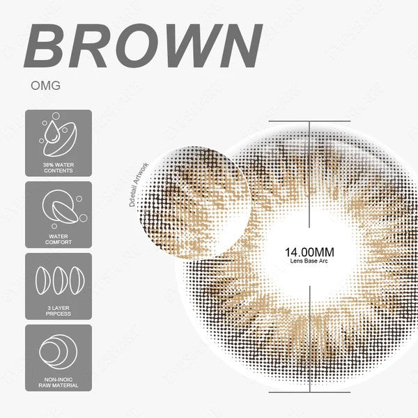 عدسات آي شير التجميلية  OMG Brown 72
