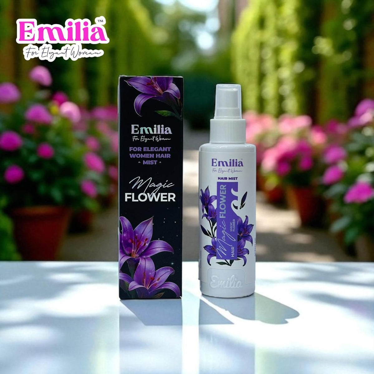إيميليا معطر شعر ماجيك فلاور 125 مل – Hair Mist برائحة زهرية فاخرة، خالٍ من الكحول، مع الجلسرين وفيتامين E