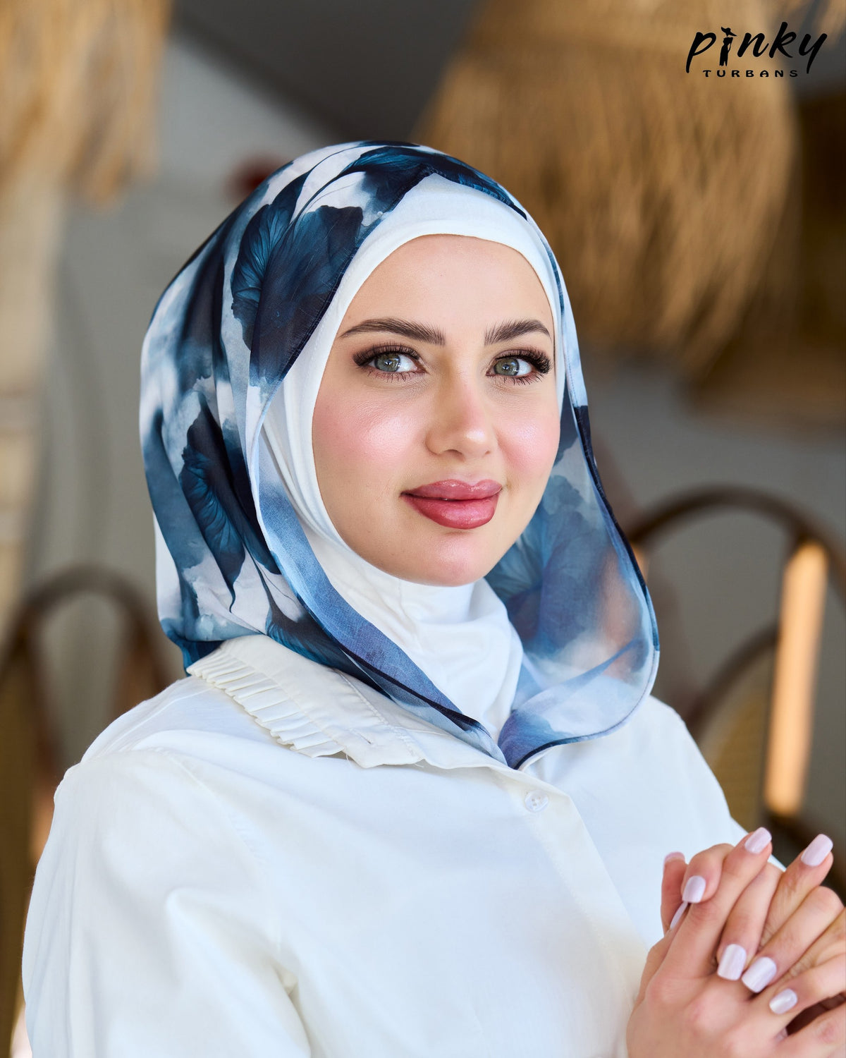طرحة هودي شيفون بطباقية قطن ليكرا متصلة من Pinky Turbans – قطعتان في قطعة واحدة PKY-18-1