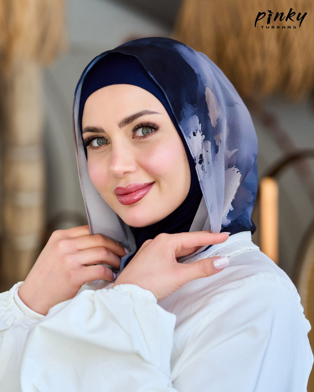 طرحة هودي شيفون بطباقية قطن ليكرا متصلة من Pinky Turbans – قطعتان في قطعة واحدة PKY-18-2