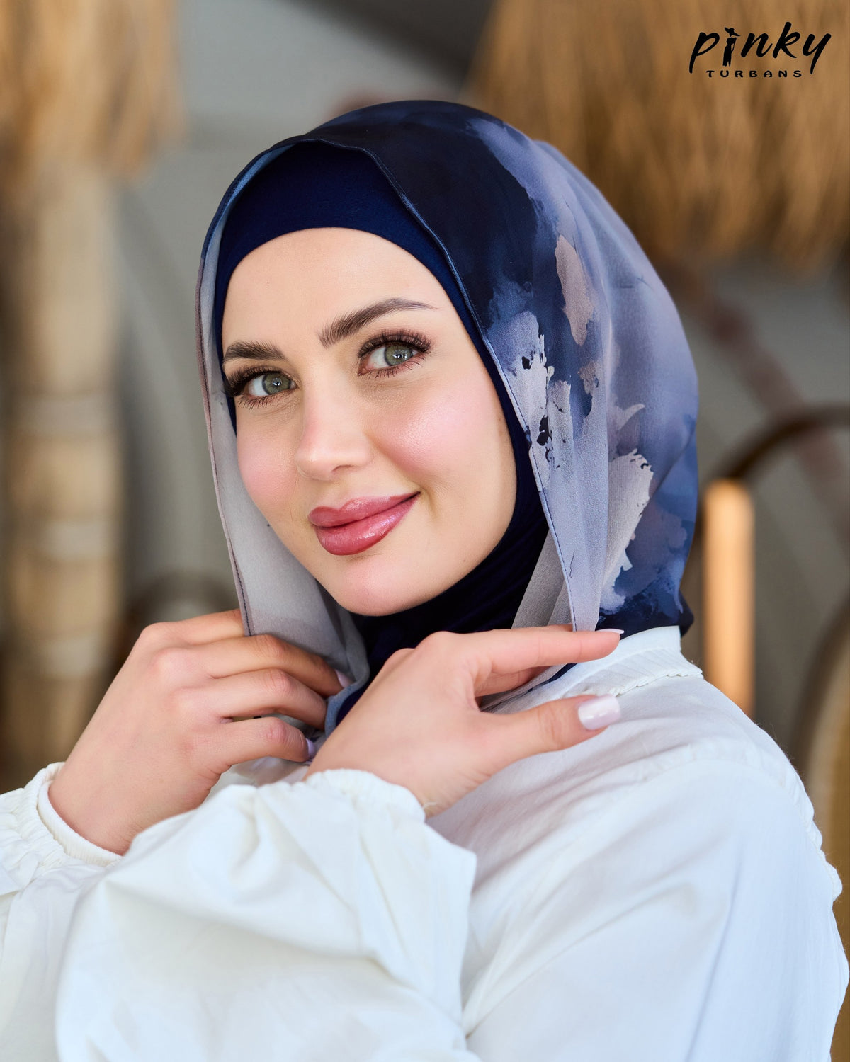 طرحة هودي شيفون بطباقية قطن ليكرا متصلة من Pinky Turbans – قطعتان في قطعة واحدة PKY-18-2