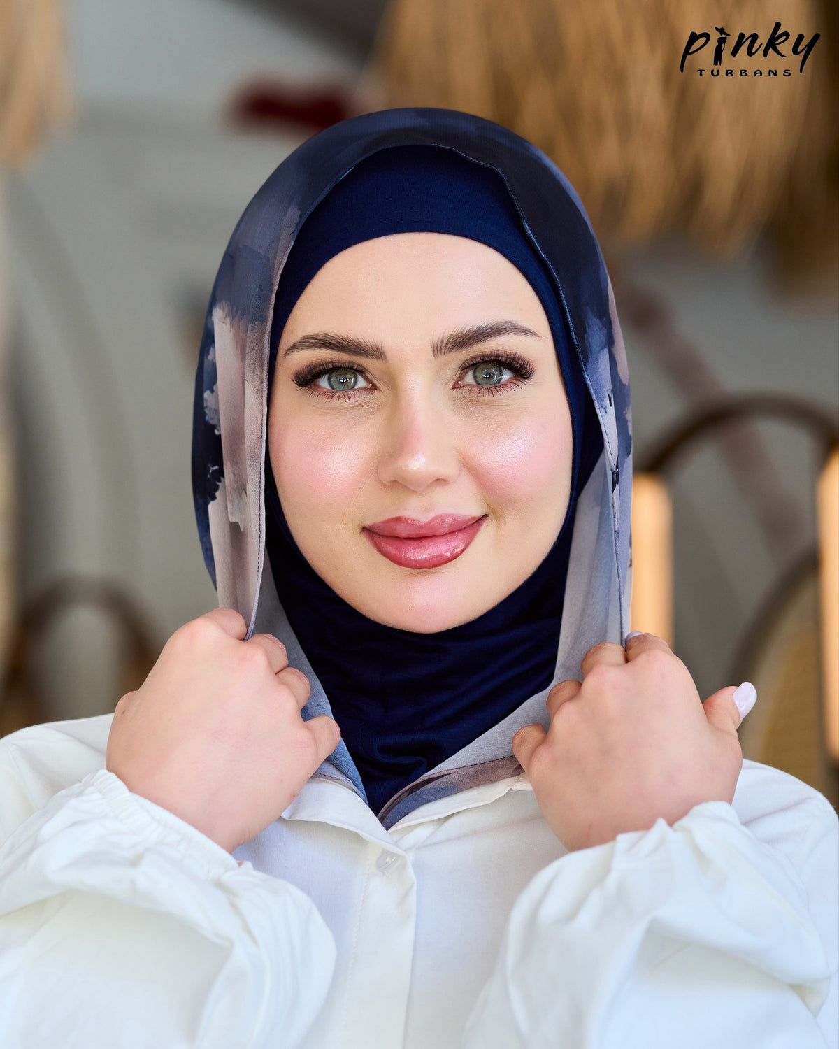 طرحة هودي شيفون بطباقية قطن ليكرا متصلة من Pinky Turbans – قطعتان في قطعة واحدة PKY-18-2
