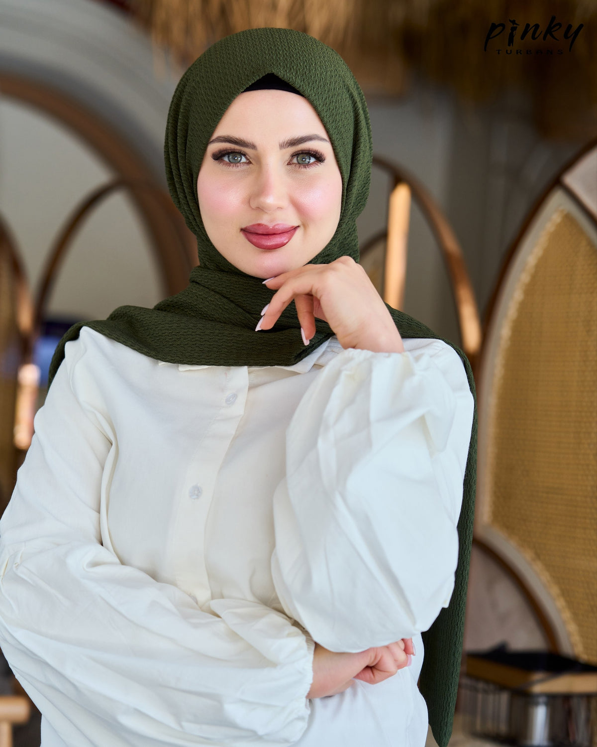 حجاب كرينكل صيفي كبسولة من Pinky Turbans – يُغلق من الأمام، خفيف ومريح PKY-19-2