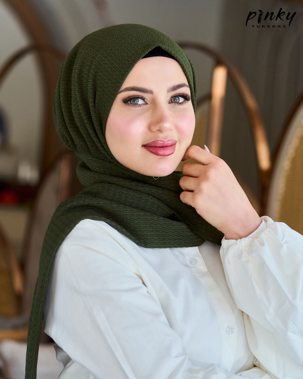 حجاب كرينكل صيفي كبسولة من Pinky Turbans – يُغلق من الأمام، خفيف ومريح PKY-19-2