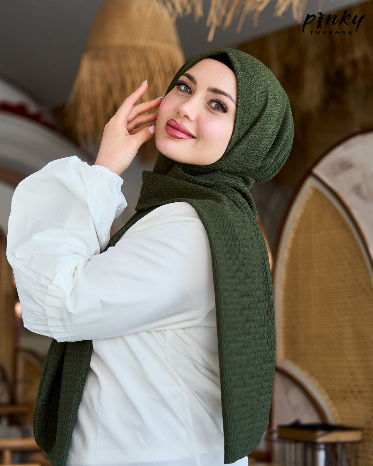 حجاب كرينكل صيفي كبسولة من Pinky Turbans – يُغلق من الأمام، خفيف ومريح PKY-19-2