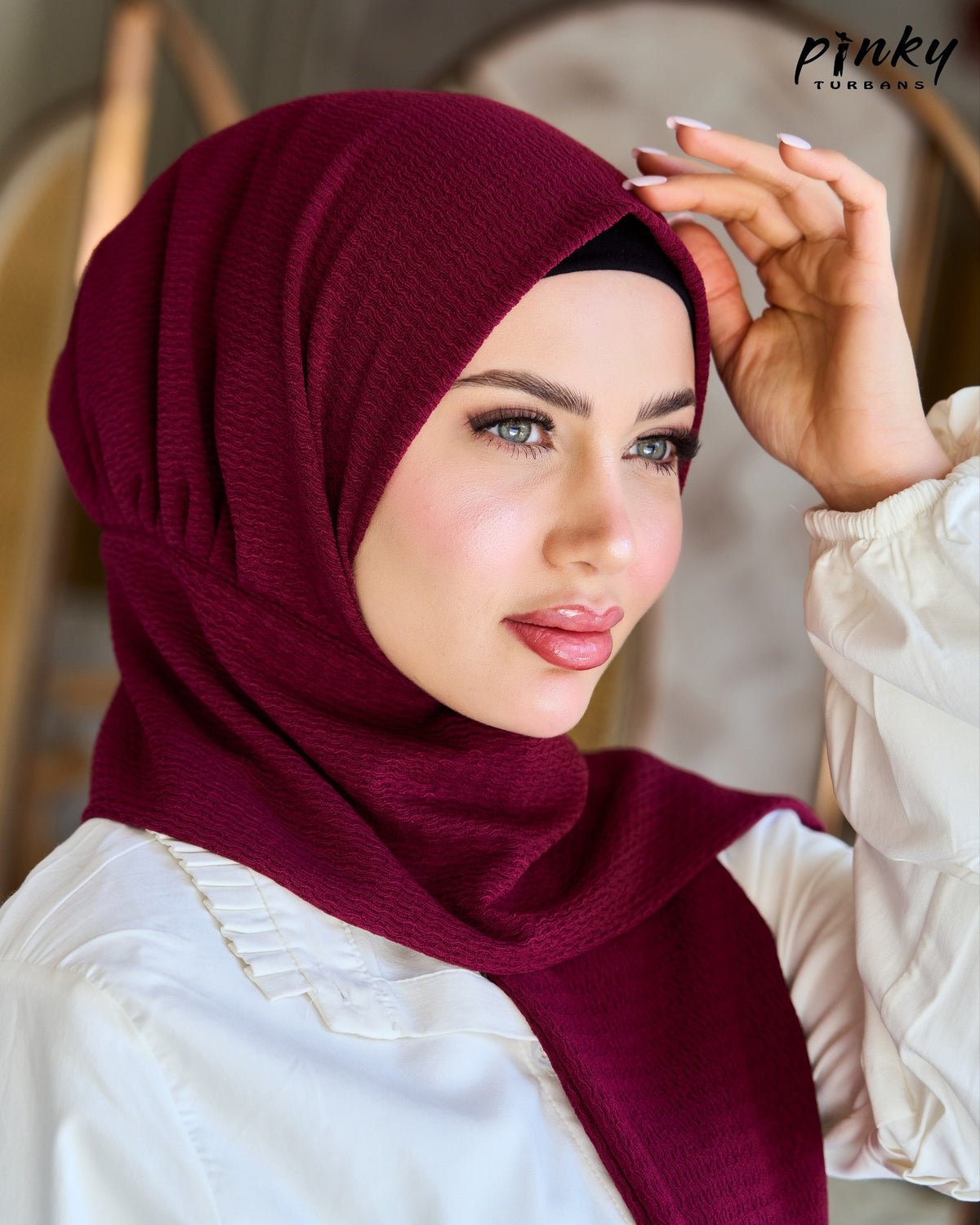 حجاب كرينكل صيفي كبسولة من Pinky Turbans – يُغلق من الأمام، خفيف ومريح PKY-19-3