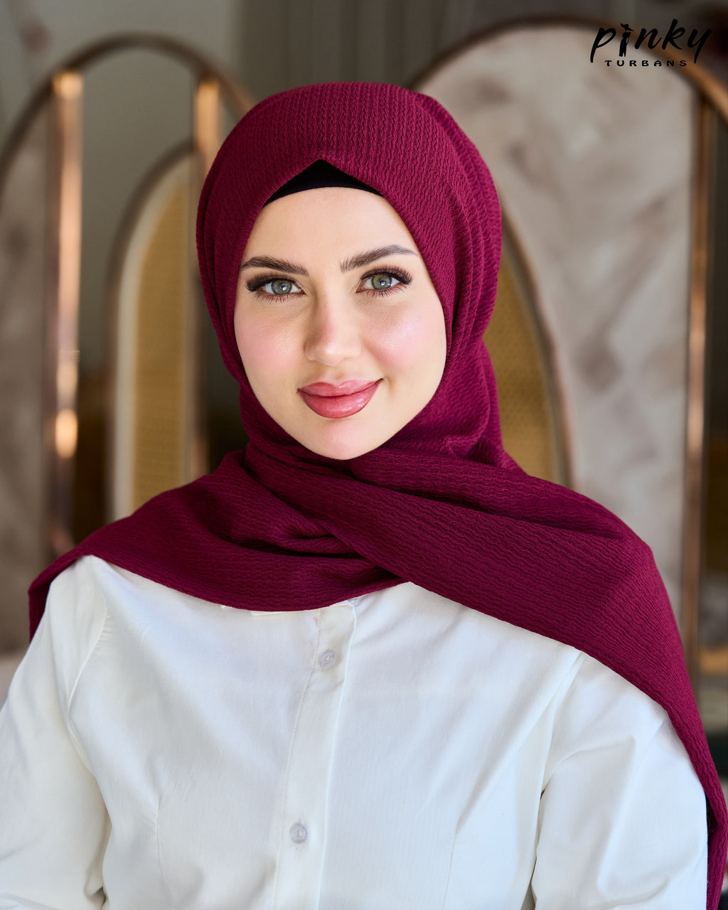 حجاب كرينكل صيفي كبسولة من Pinky Turbans – يُغلق من الأمام، خفيف ومريح PKY-19-3