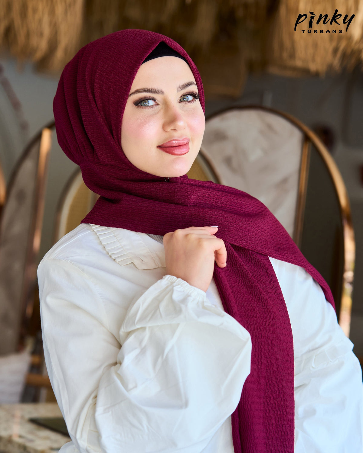 حجاب كرينكل صيفي كبسولة من Pinky Turbans – يُغلق من الأمام، خفيف ومريح PKY-19-3