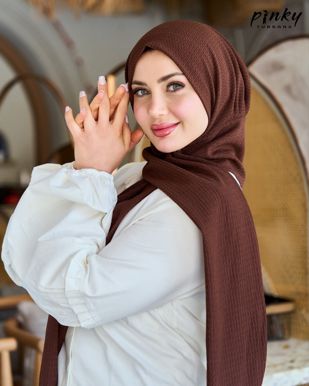 حجاب كرينكل صيفي كبسولة من Pinky Turbans – يُغلق من الأمام، خفيف ومريح PKY-19-5