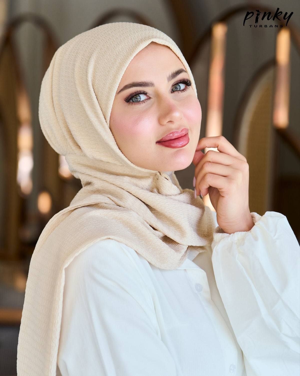 حجاب كرينكل صيفي كبسولة من Pinky Turbans – يُغلق من الأمام، خفيف ومريح PKY-19-6