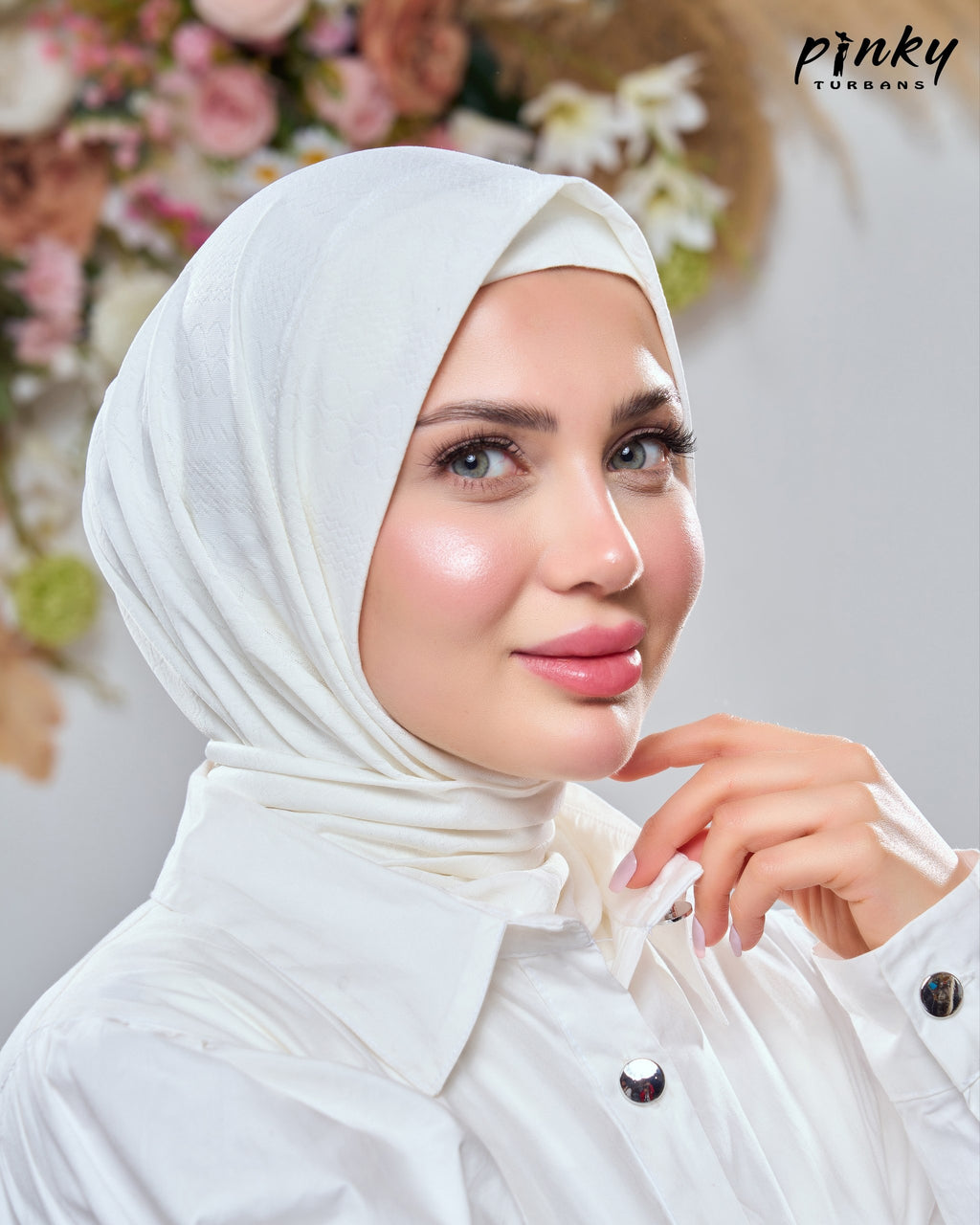طباقية جكار صيفي ليكرا عالية مع بندانة وإغلاق بكباسين خلفيين من Pinky Turbans كود PKY-25-1