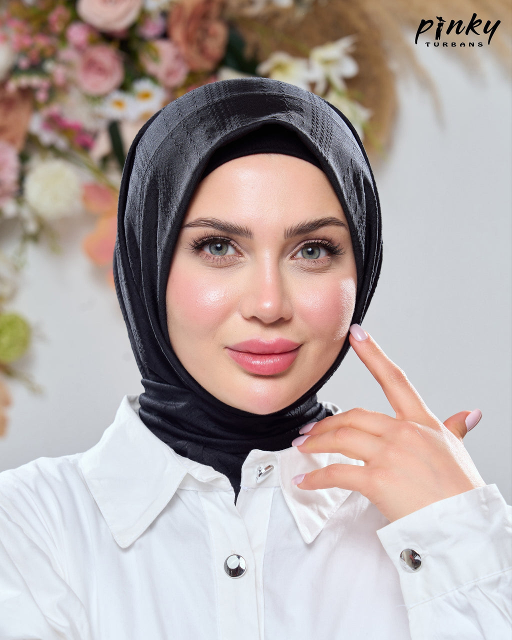 طباقية جكار صيفي ليكرا عالية مع بندانة وإغلاق بكباسين خلفيين من Pinky Turbans كود PKY-25-2