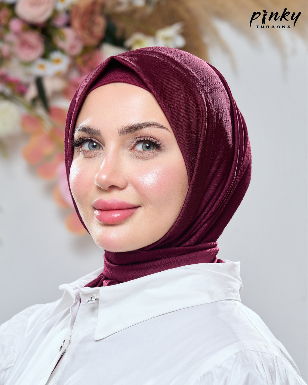 طباقية جكار صيفي ليكرا عالية مع بندانة وإغلاق بكباسين خلفيين من Pinky Turbans كود PKY-25-3