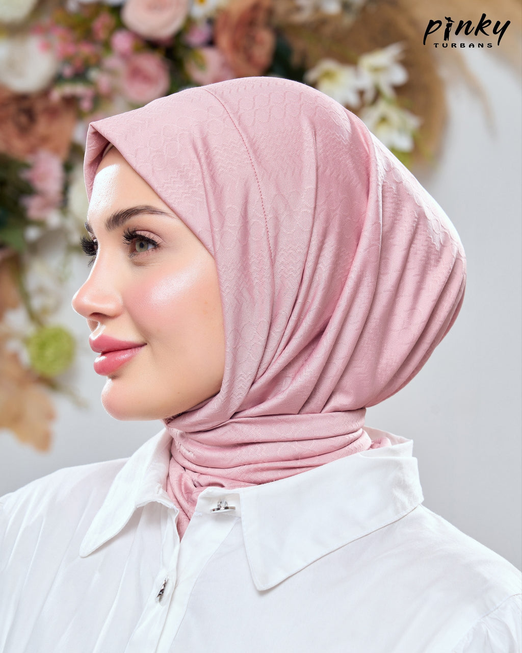 طباقية جكار صيفي ليكرا عالية مع بندانة وإغلاق بكباسين خلفيين من Pinky Turbans كود PKY-25-4