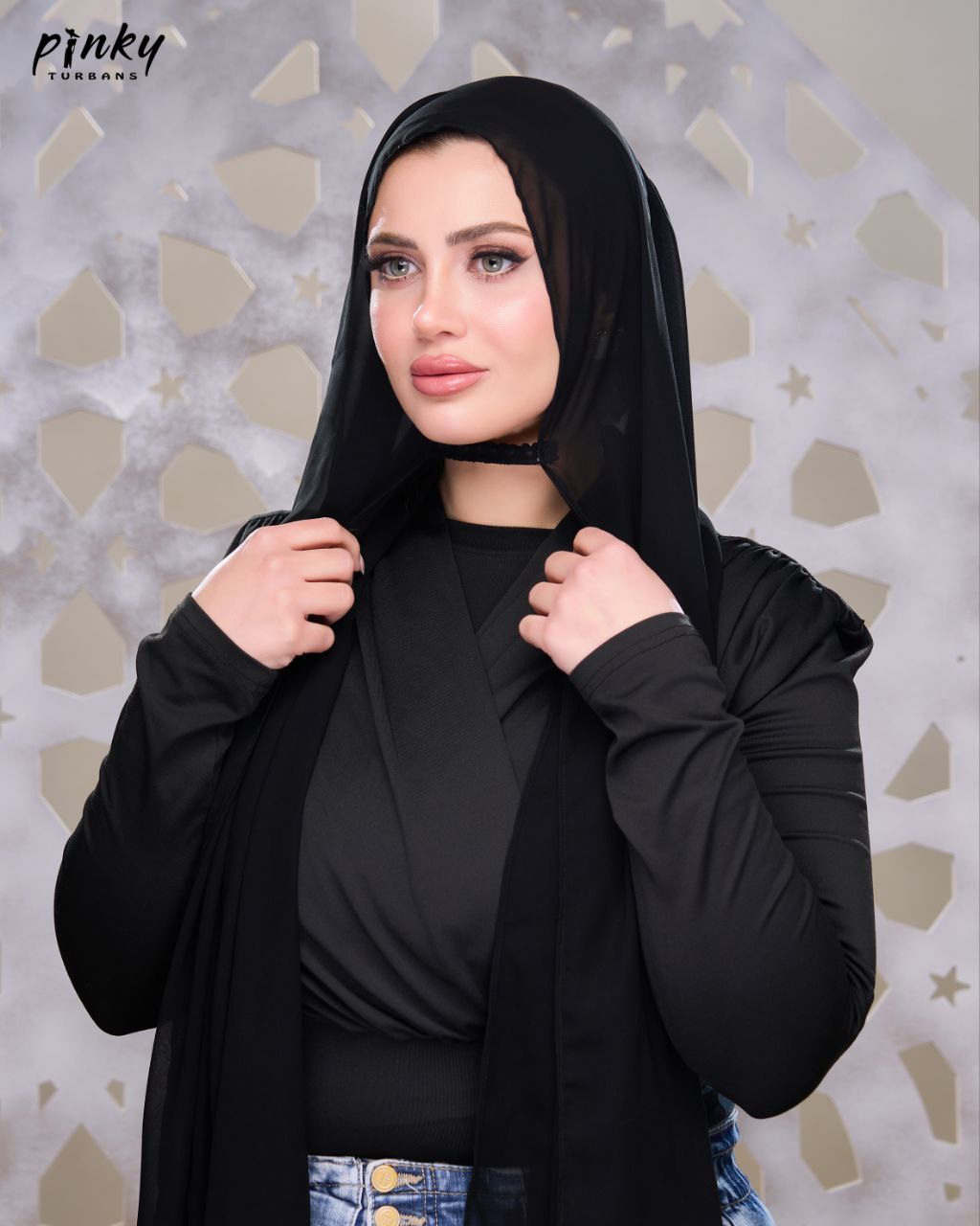 حجاب شيفون بإغلاق مطاطي عند الرقبة من Pinky Turbans – سهل الارتداء  PKY-26-1