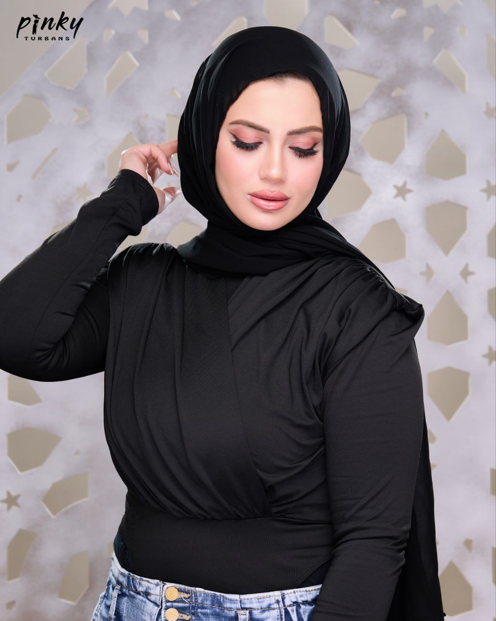 حجاب شيفون بإغلاق مطاطي عند الرقبة من Pinky Turbans – سهل الارتداء  PKY-26-1