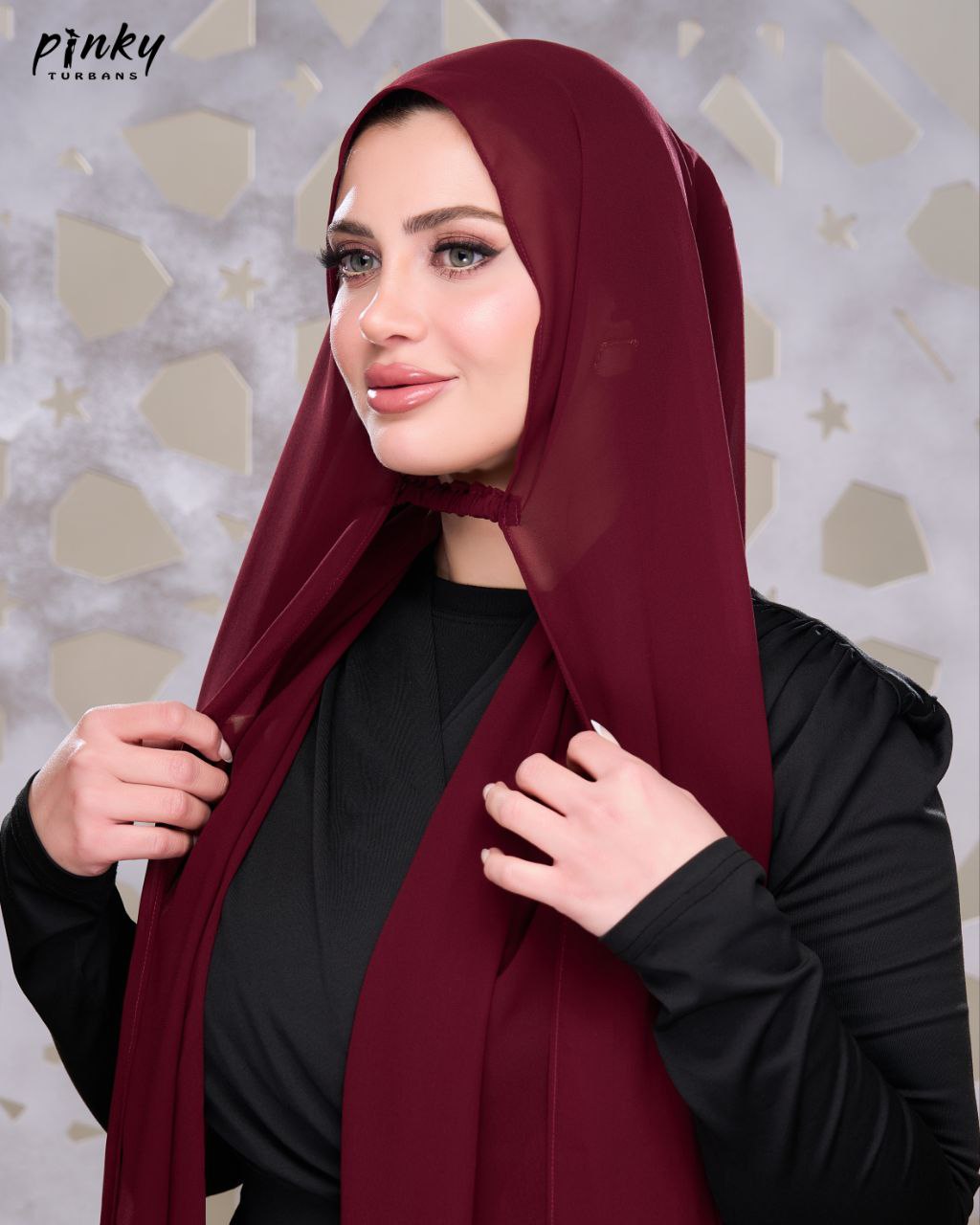 حجاب شيفون بإغلاق مطاطي عند الرقبة من Pinky Turbans – سهل الارتداء  PKY-26-2