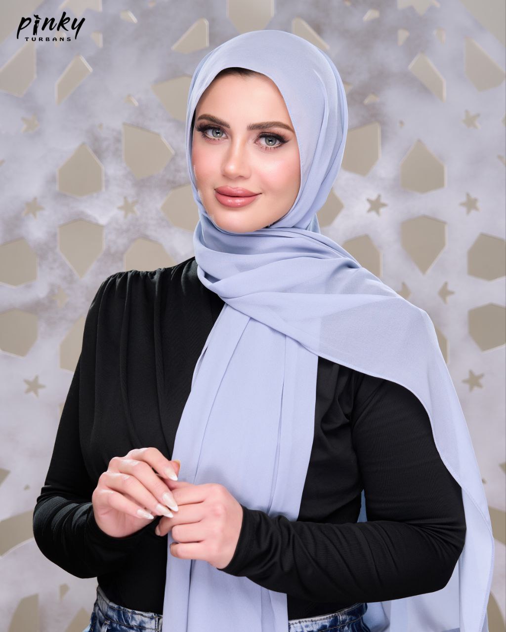 حجاب شيفون بإغلاق مطاطي عند الرقبة من Pinky Turbans – سهل الارتداء  PKY-26-3