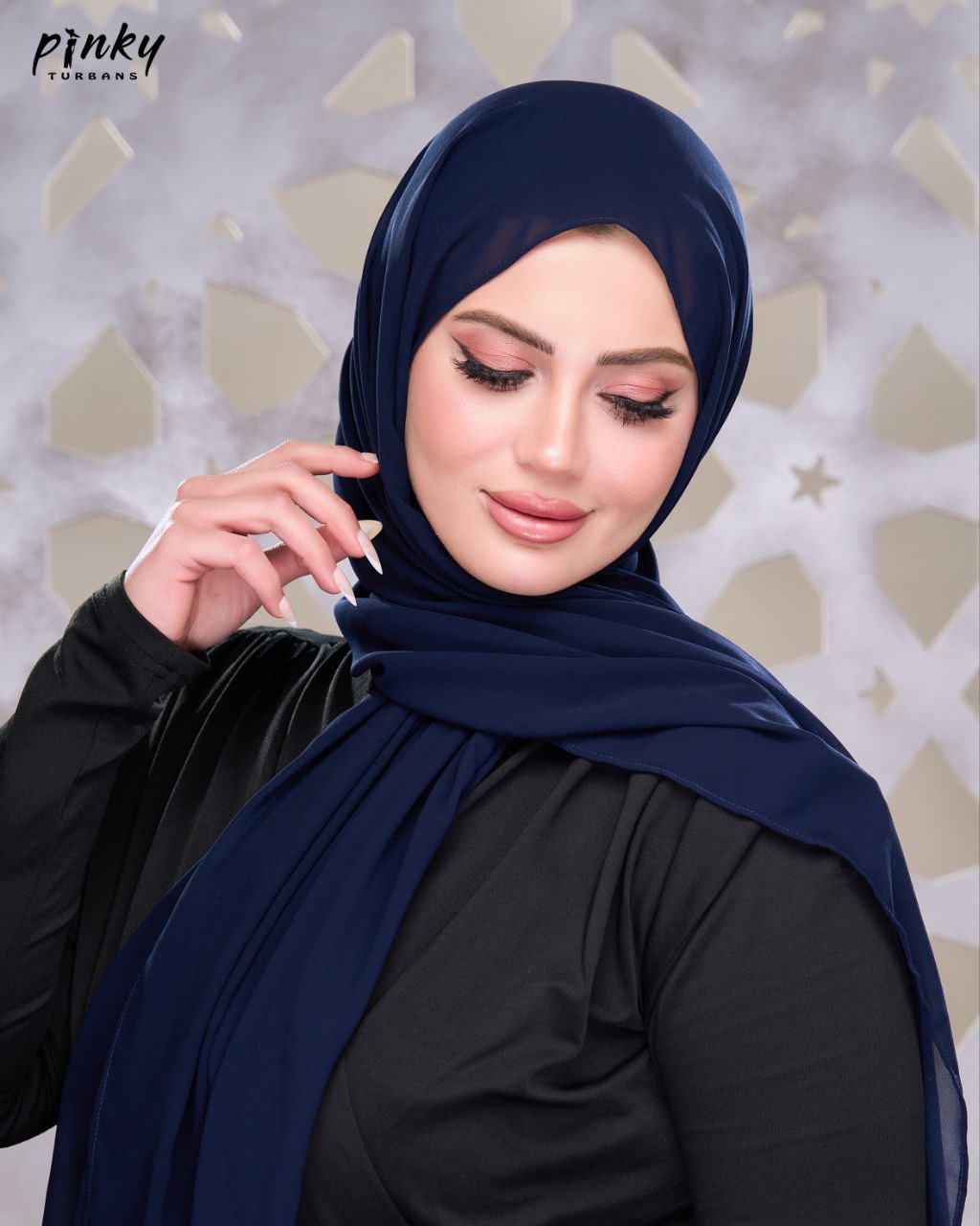 حجاب شيفون بإغلاق مطاطي عند الرقبة من Pinky Turbans – سهل الارتداء  PKY-26-5