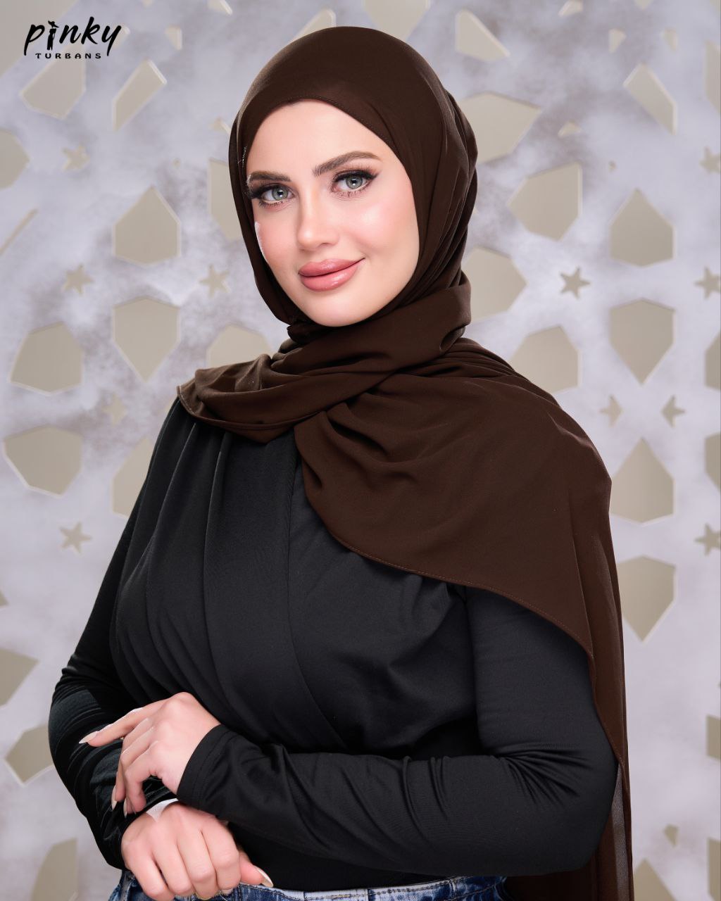 حجاب شيفون بإغلاق مطاطي عند الرقبة من Pinky Turbans – سهل الارتداء  PKY-26-6