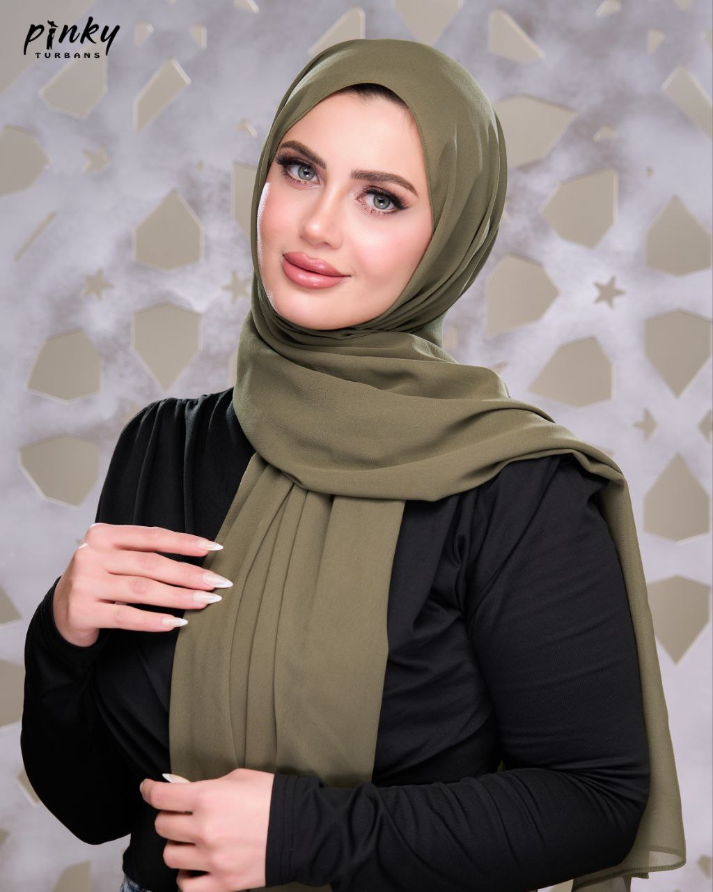 حجاب شيفون بإغلاق مطاطي عند الرقبة من Pinky Turbans – سهل الارتداء  PKY-26-8