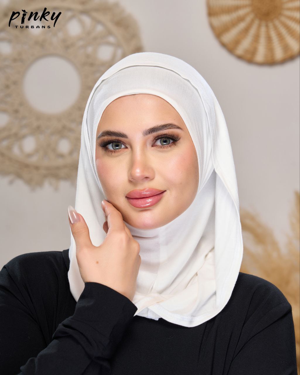 طباقية هودي حجاب قطن من Pinky Turbans – قطعتان متصلتان PKY-27-1