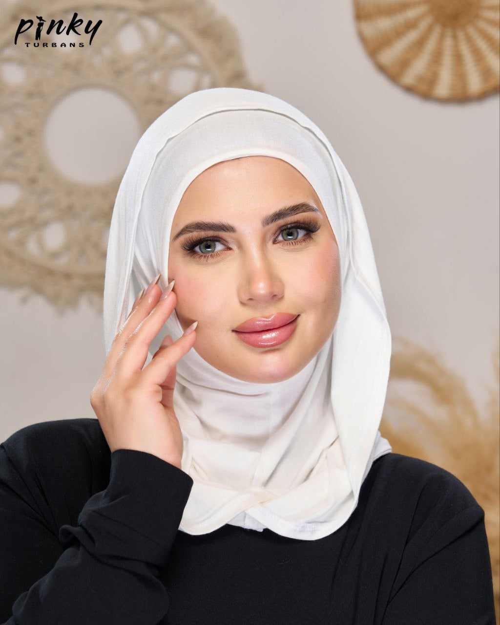 طباقية هودي حجاب قطن من Pinky Turbans – قطعتان متصلتان PKY-27-1