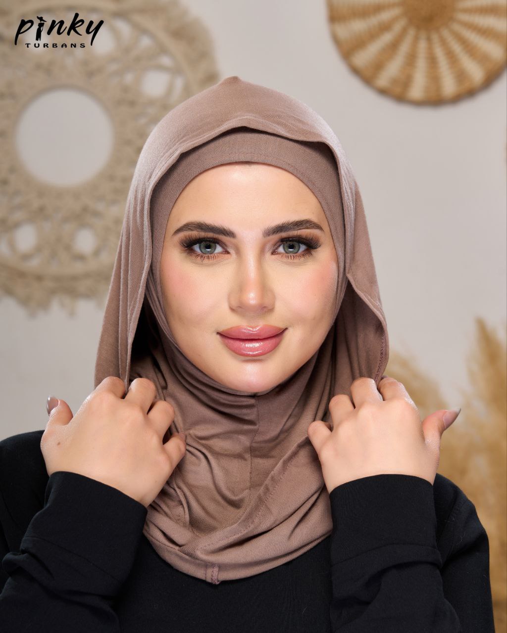 طباقية هودي حجاب قطن من Pinky Turbans – قطعتان متصلتان PKY-27-3