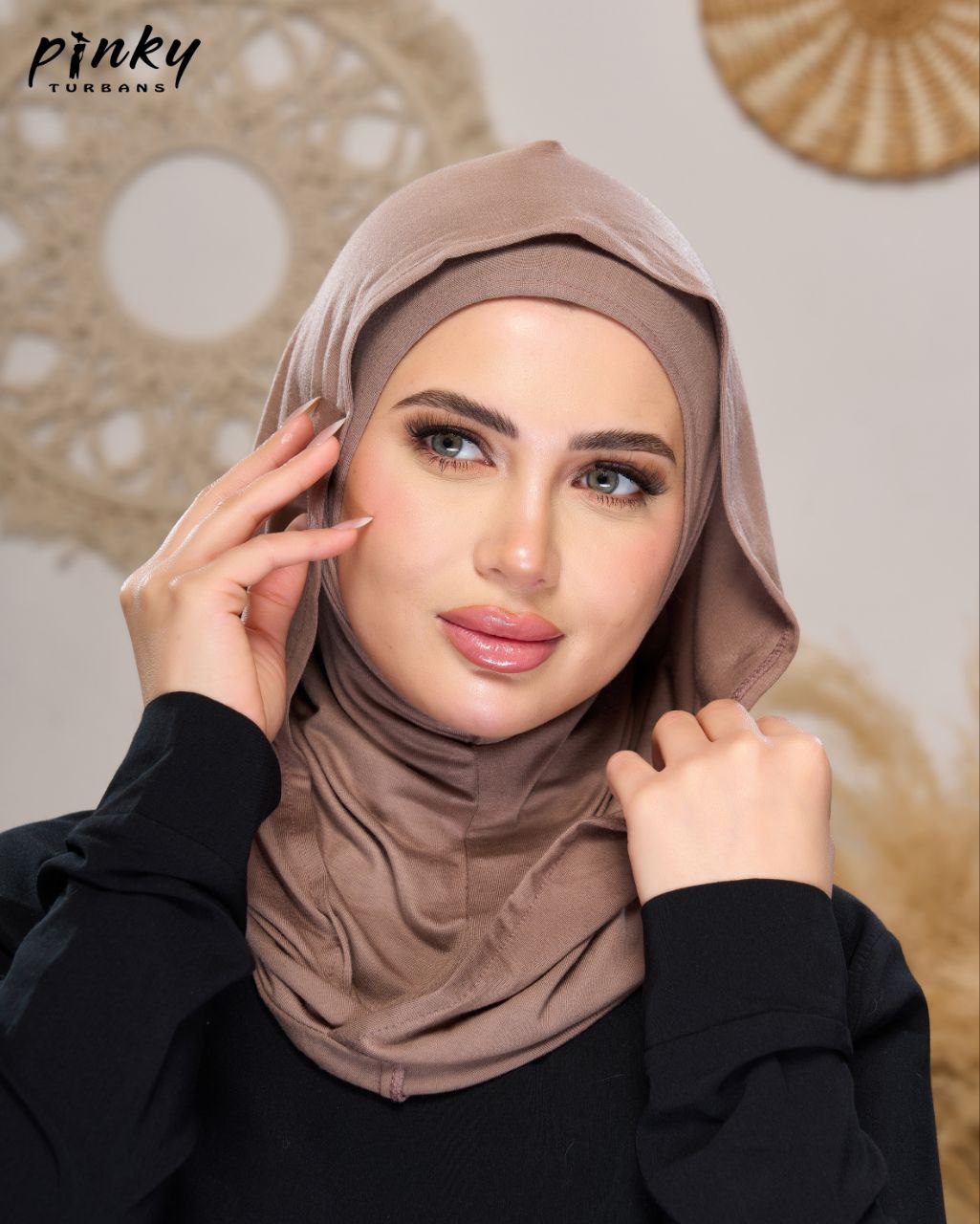 طباقية هودي حجاب قطن من Pinky Turbans – قطعتان متصلتان PKY-27-3